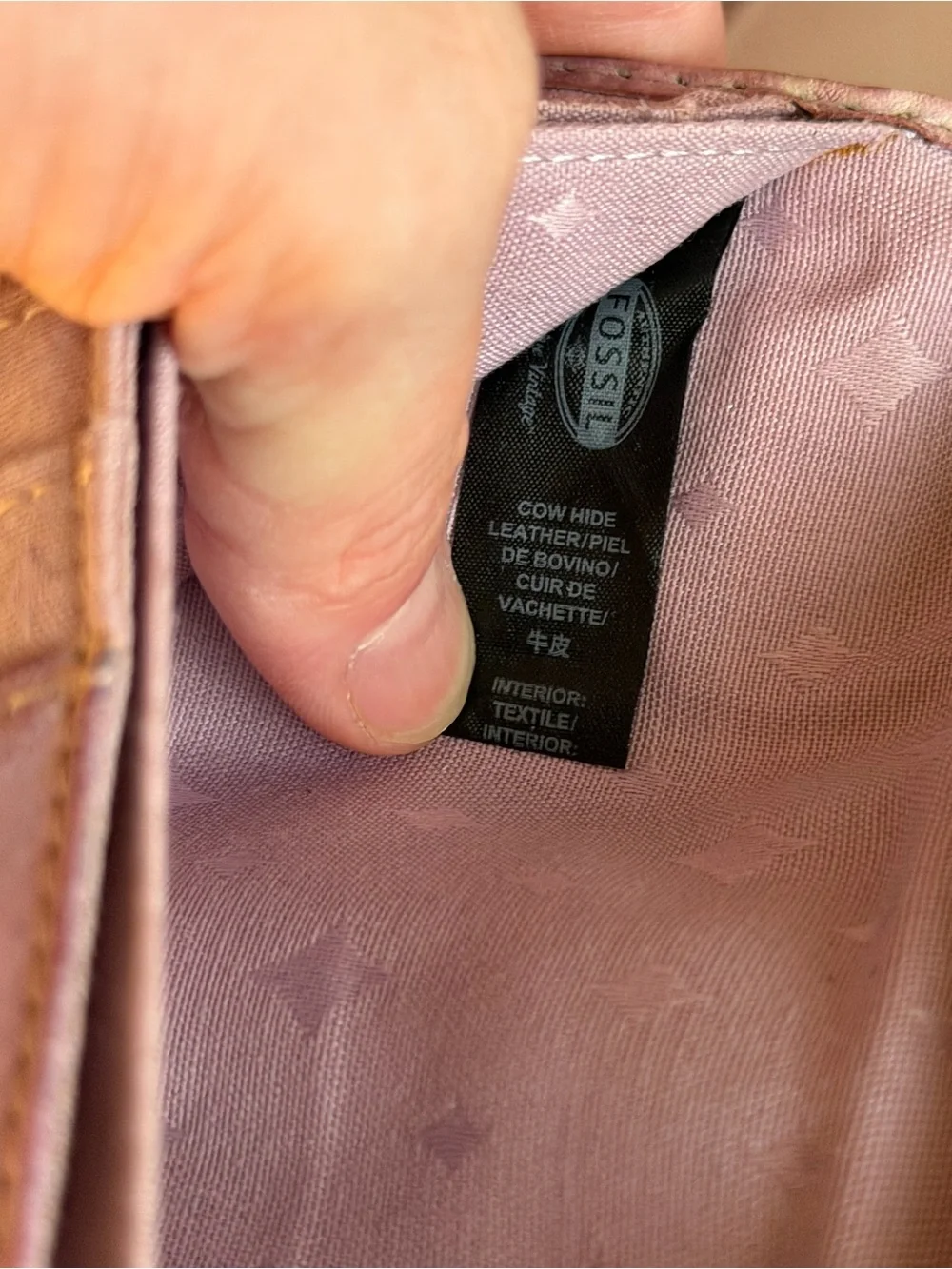 Fossil Pale Pink Leather Foldover Wallet with Silver-Tone Lock